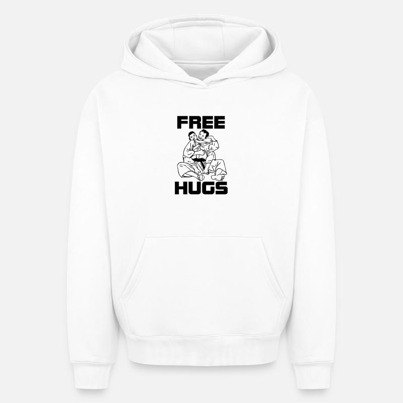Câlins gratuits - Sweat à capuche unisexe oversize épais SPREAD - blanc