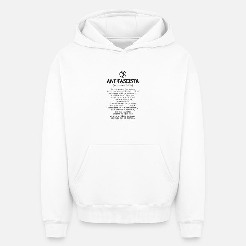 Définition antifasciste - Sweat à capuche unisexe oversize épais SPREAD - blanc