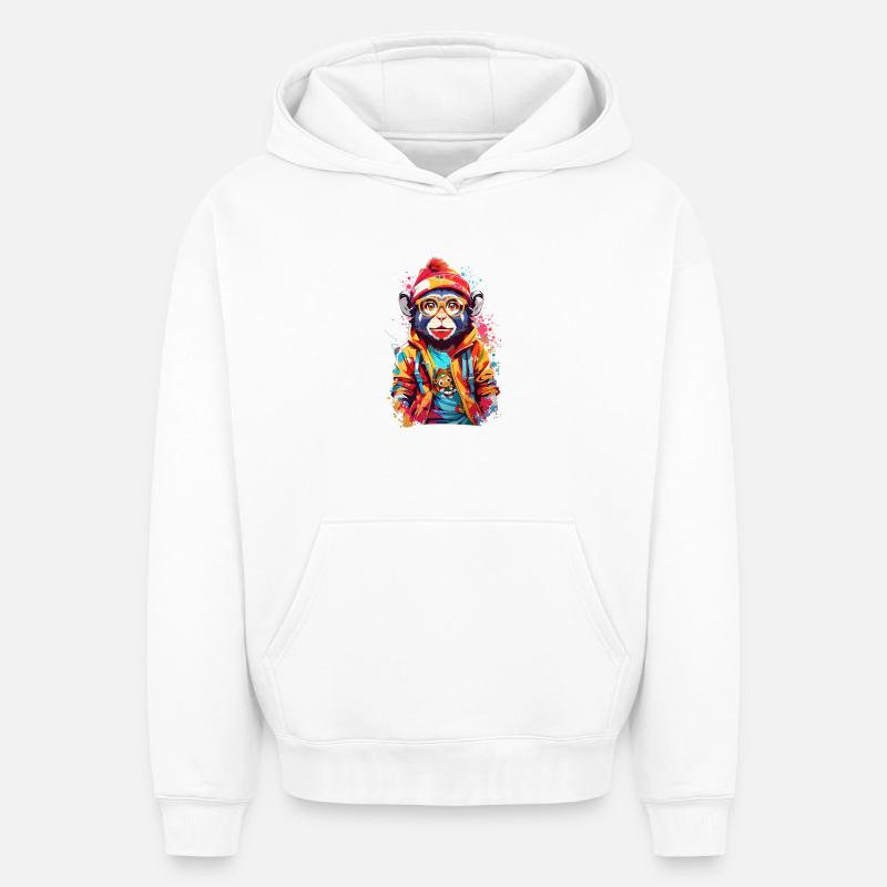 Singe cool - Sweat à capuche unisexe oversize épais SPREAD - blanc