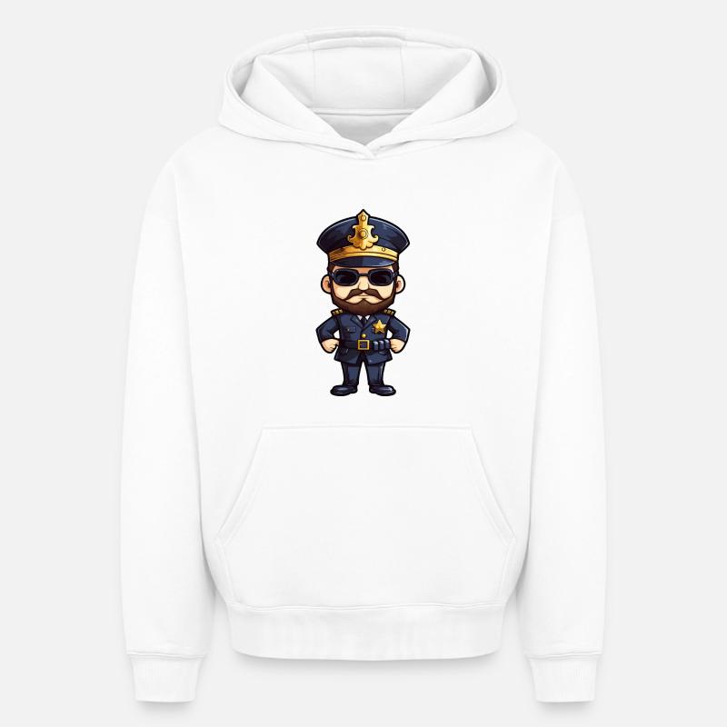 Policier - Sweat à capuche unisexe oversize épais SPREAD - blanc