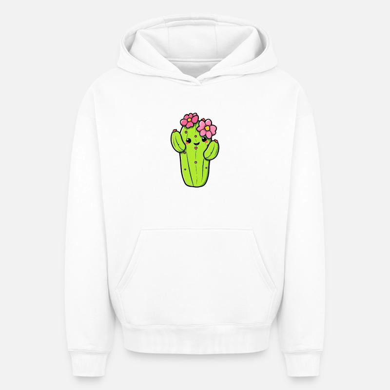 Cactus - Sweat à capuche unisexe oversize épais SPREAD - blanc