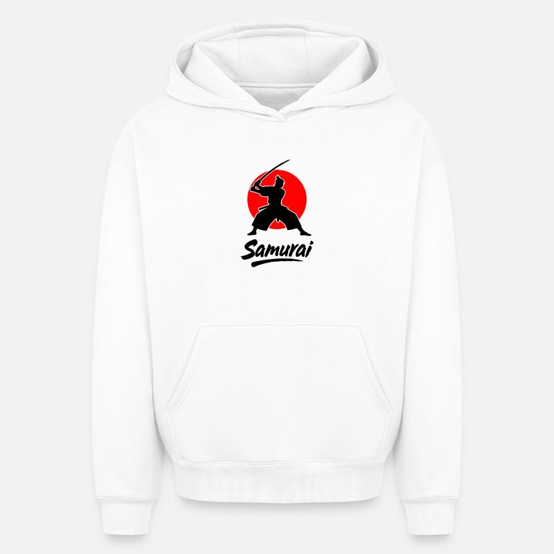 Samouraï - Sweat à capuche unisexe oversize épais SPREAD - blanc