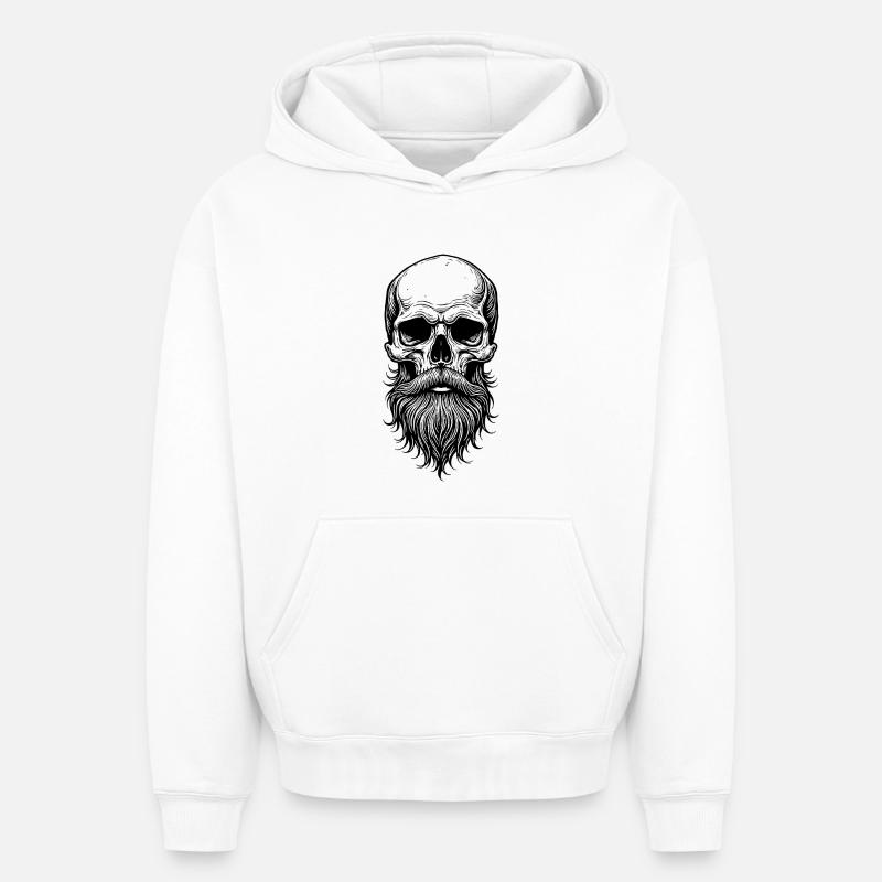 Crâne avec barbe - Sweat à capuche unisexe oversize épais SPREAD - blanc