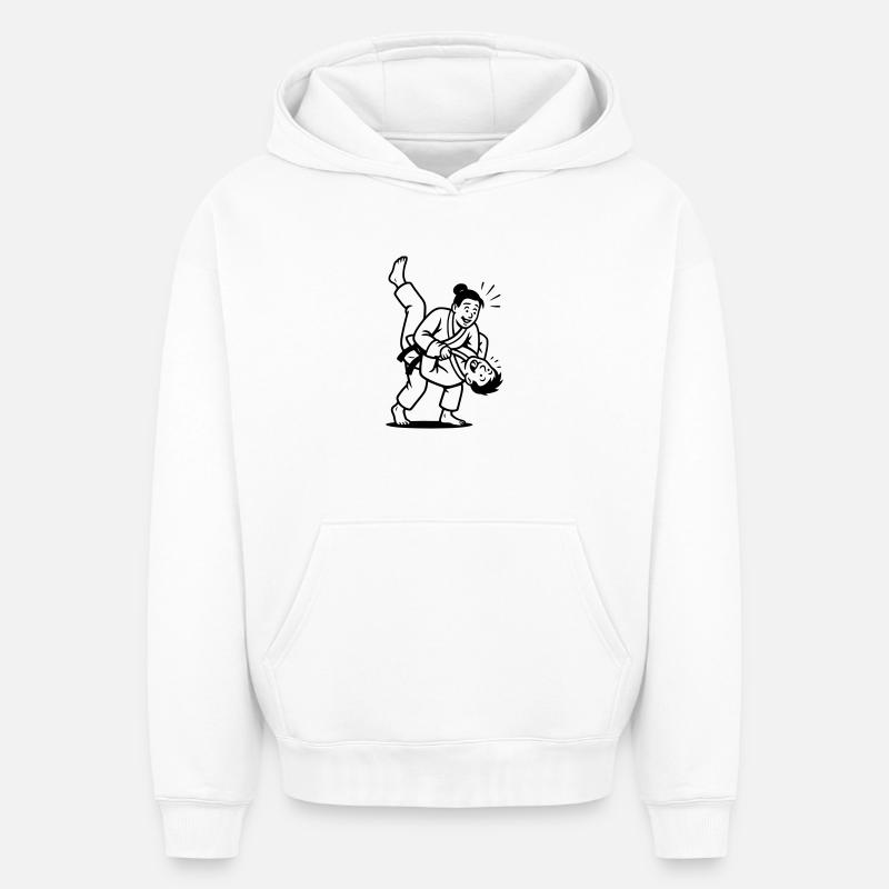 Lancer de judoka - Sweat à capuche unisexe oversize épais SPREAD - blanc