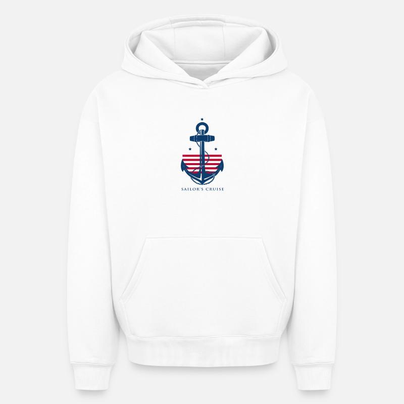 marin - Sweat à capuche unisexe oversize épais SPREAD - blanc