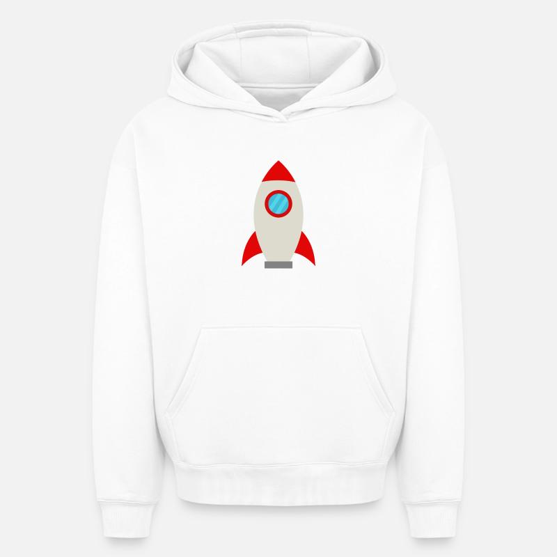 Espace fusée - Sweat à capuche unisexe oversize épais SPREAD - blanc
