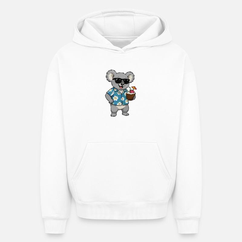 Koala Hawaii Cocktail - Sweat à capuche unisexe oversize épais SPREAD - blanc