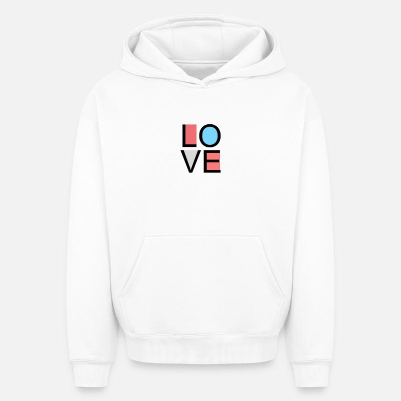 amour - Sweat à capuche unisexe oversize épais SPREAD - blanc