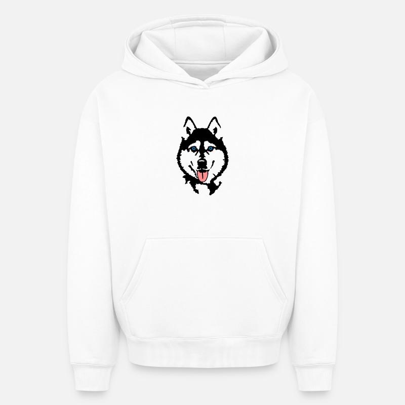 Husky - Sweat à capuche unisexe oversize épais SPREAD - blanc