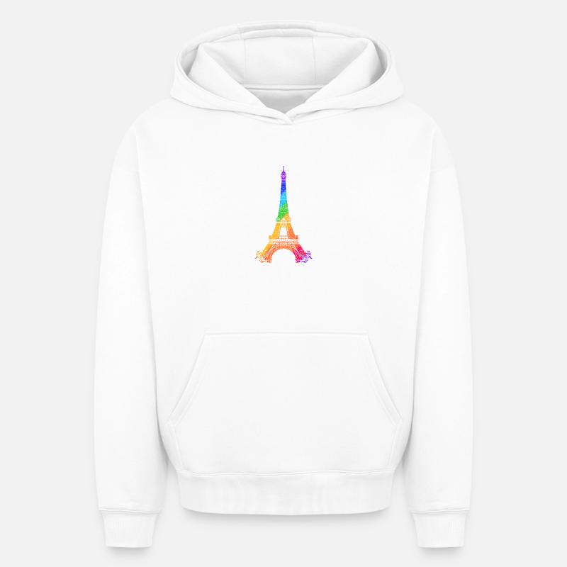 Eiffel Tower - Sweat à capuche unisexe oversize épais SPREAD - blanc