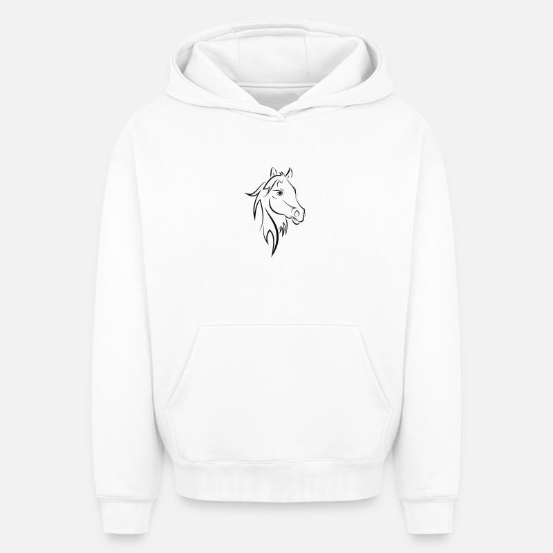 cheval - Sweat à capuche unisexe oversize épais SPREAD - blanc