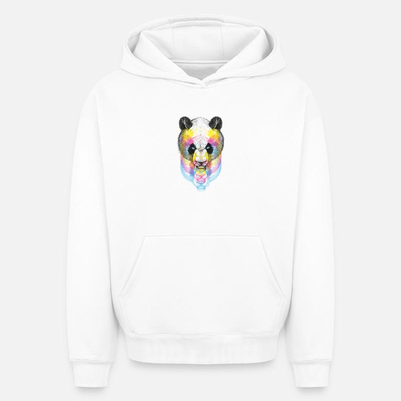 Panda Bear CMJN - Sweat à capuche unisexe oversize épais SPREAD - blanc
