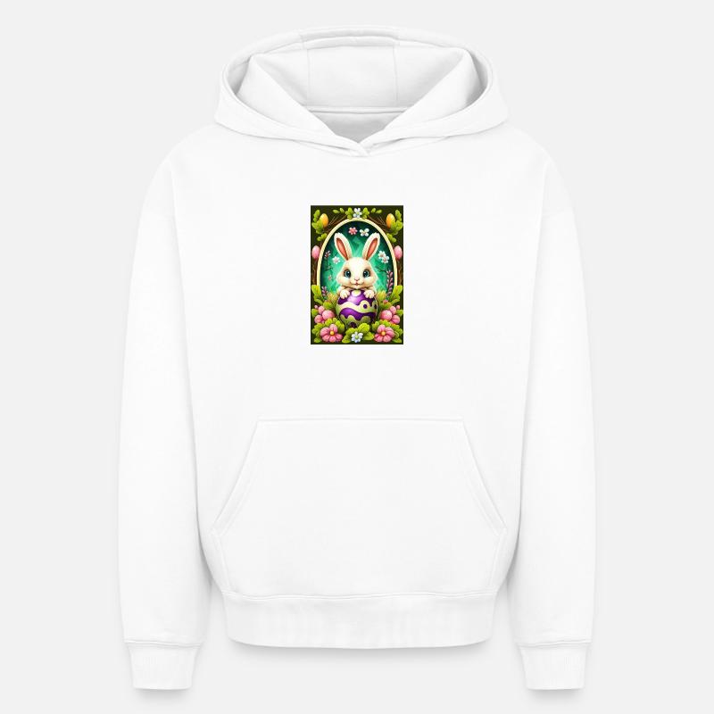 Lapin de Pâques - Sweat à capuche unisexe oversize épais SPREAD - blanc