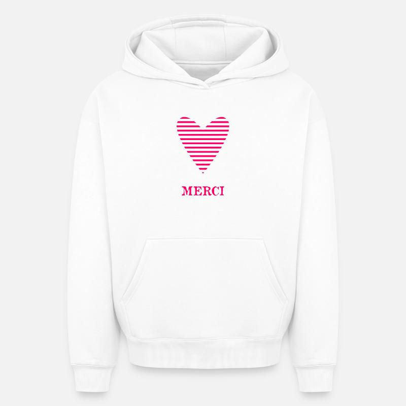 MERCI. MAÎTRESSE. MAÎTRE - Sweat à capuche unisexe oversize épais SPREAD - blanc