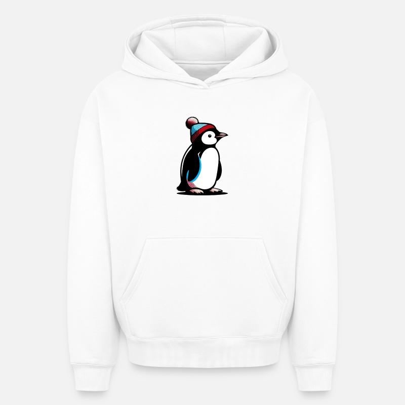 Pingouin - Sweat à capuche unisexe oversize épais SPREAD - blanc