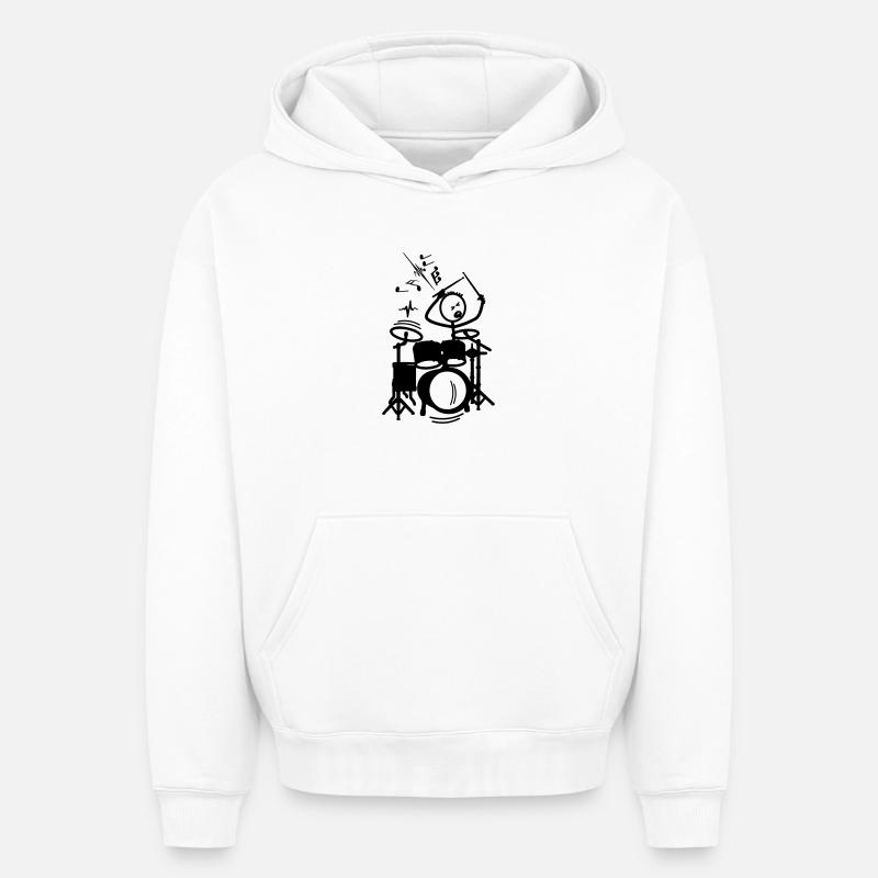 Stickmen batteur - Sweat à capuche unisexe oversize épais SPREAD - blanc