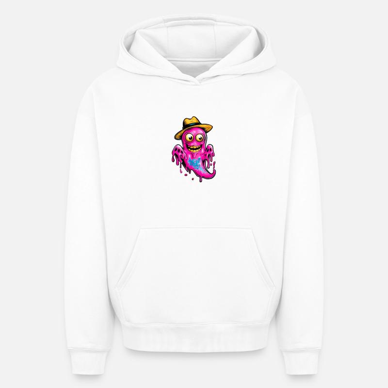 Petit fantôme - Sweat à capuche unisexe oversize épais SPREAD - blanc