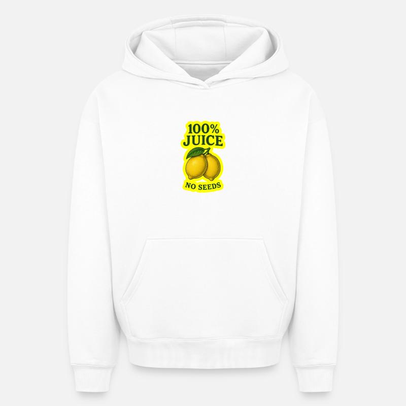 100 % Jus sans GRAINES - Sweat à capuche unisexe oversize épais SPREAD - blanc