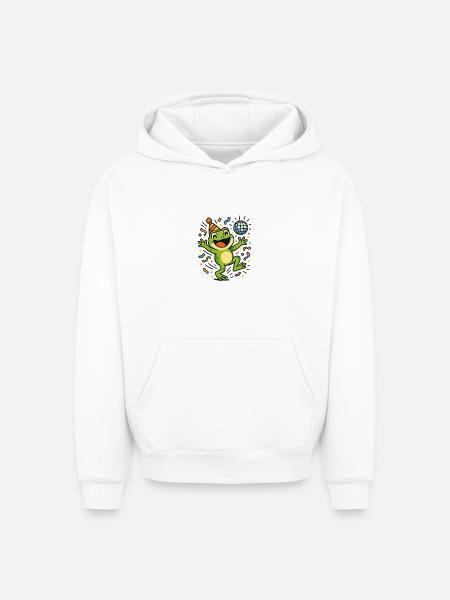 Party Frog - Oversized Heavyweight Unisex Hoodie - white
