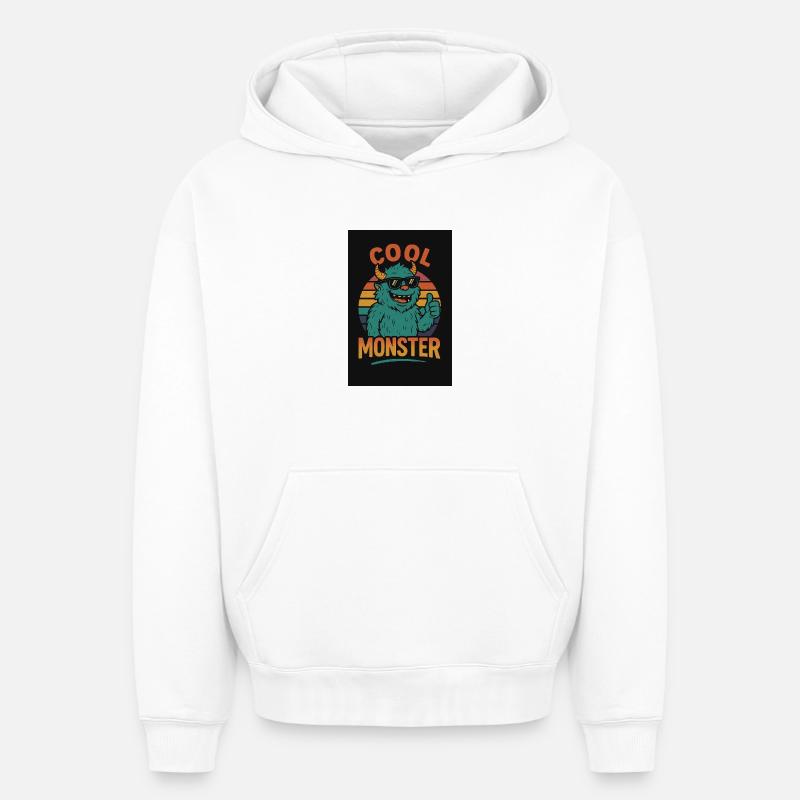 Monstre cool - Sweat à capuche unisexe oversize épais SPREAD - blanc