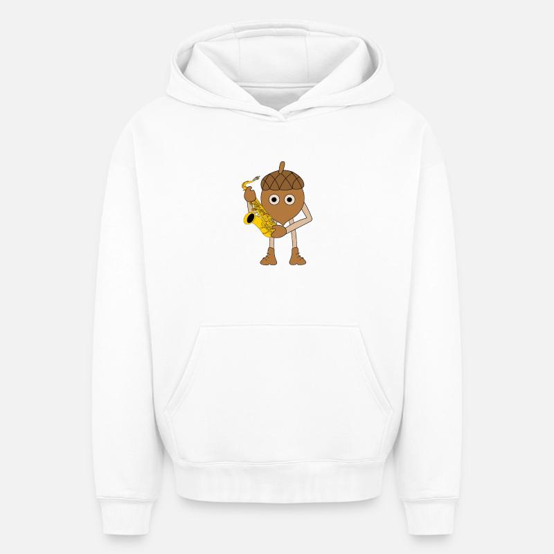 Sillet de saxophone - Sweat à capuche unisexe oversize épais SPREAD - blanc