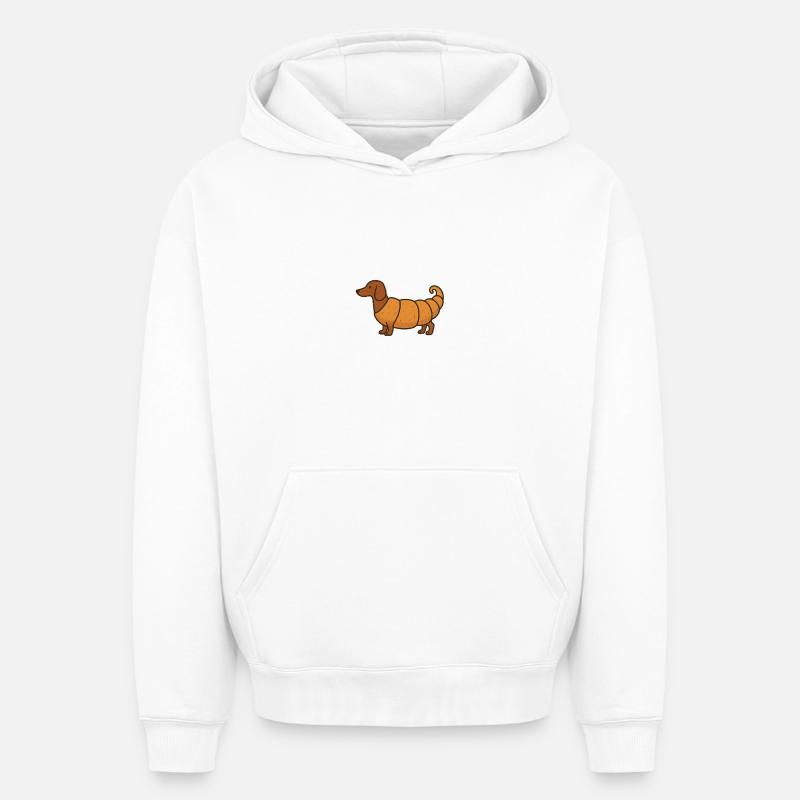 Mashup de croissant teckel - Sweat à capuche unisexe oversize épais SPREAD - blanc