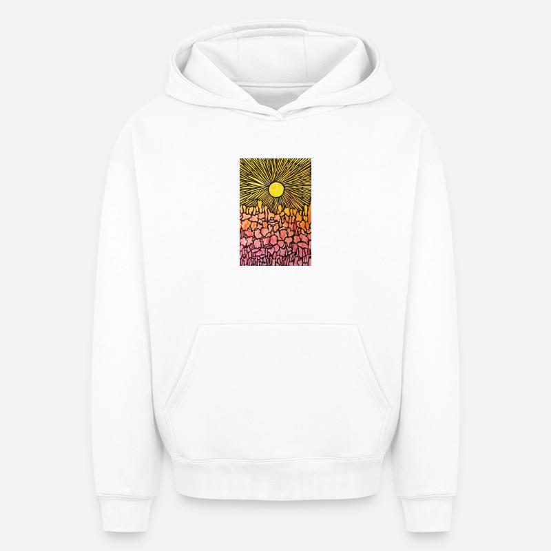 sunset - Sweat à capuche unisexe oversize épais SPREAD - blanc