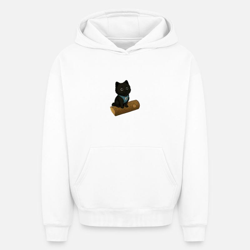 Chien mignon avec tronc d’arbre - Sweat à capuche unisexe oversize épais SPREAD - blanc