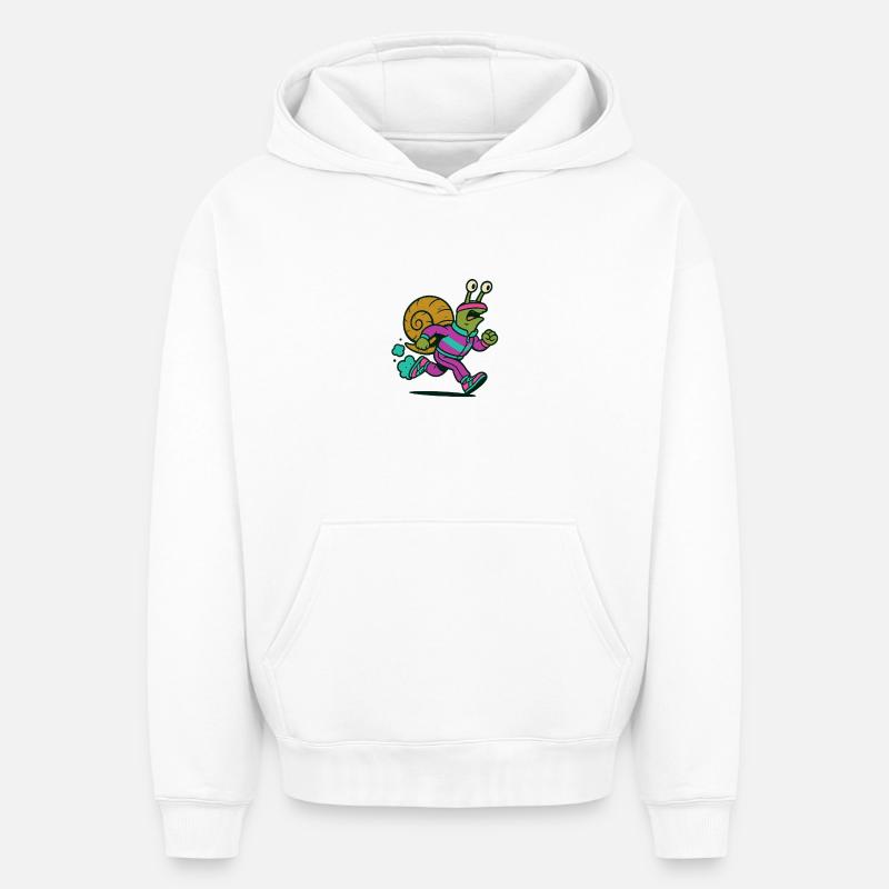 Escargot de course - Sweat à capuche unisexe oversize épais SPREAD - blanc