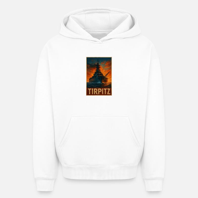 Tirpitz au crépuscule Affiche Marine - Sweat à capuche unisexe oversize épais SPREAD - blanc