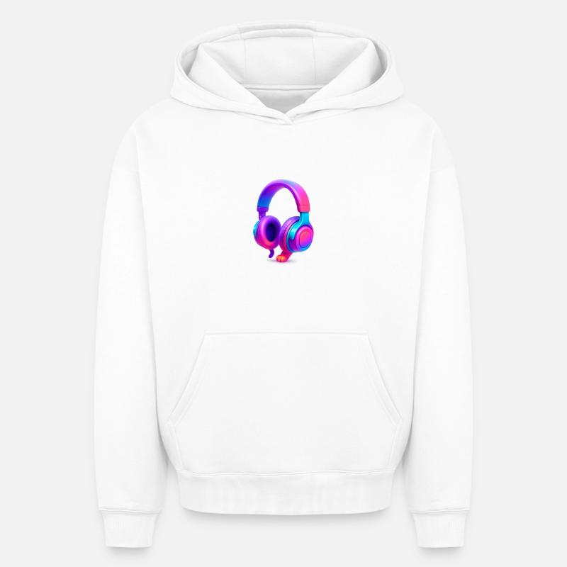 Casque Neon Gradient - Sweat à capuche unisexe oversize épais SPREAD - blanc