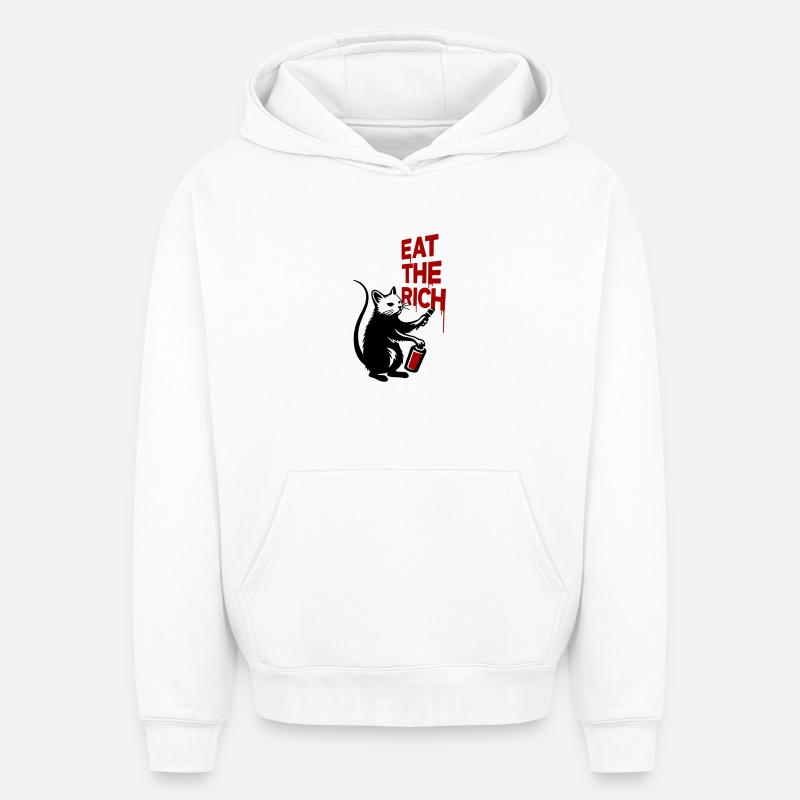 Protest chat graffiti imprimer - Sweat à capuche unisexe oversize épais SPREAD - blanc