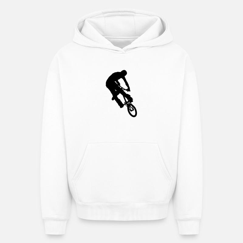Bicyclette - Sweat à capuche unisexe oversize épais SPREAD - blanc