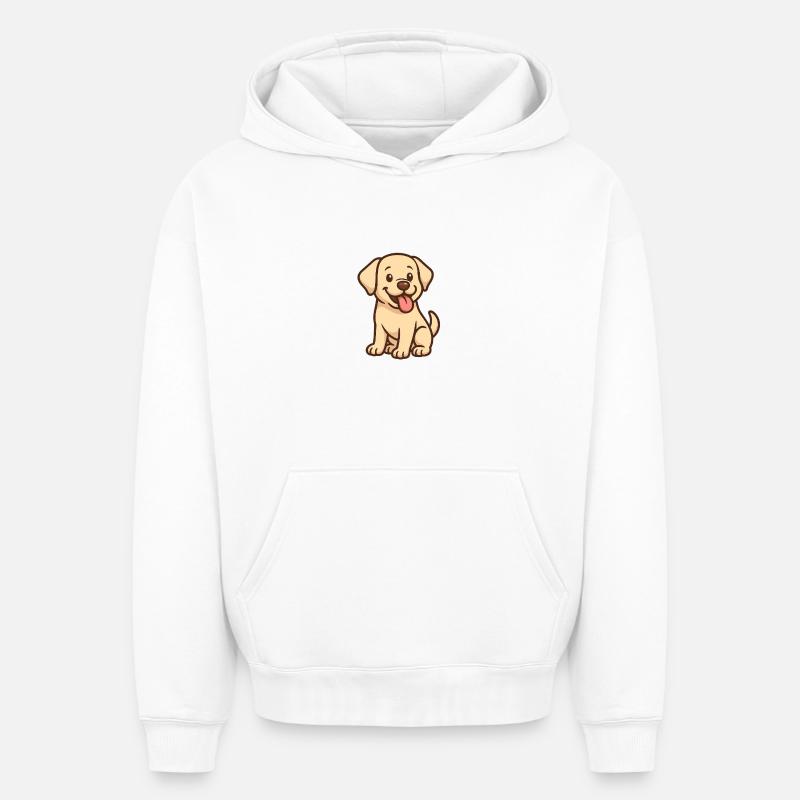 Chiot animé mignon - Sweat à capuche unisexe oversize épais SPREAD - blanc