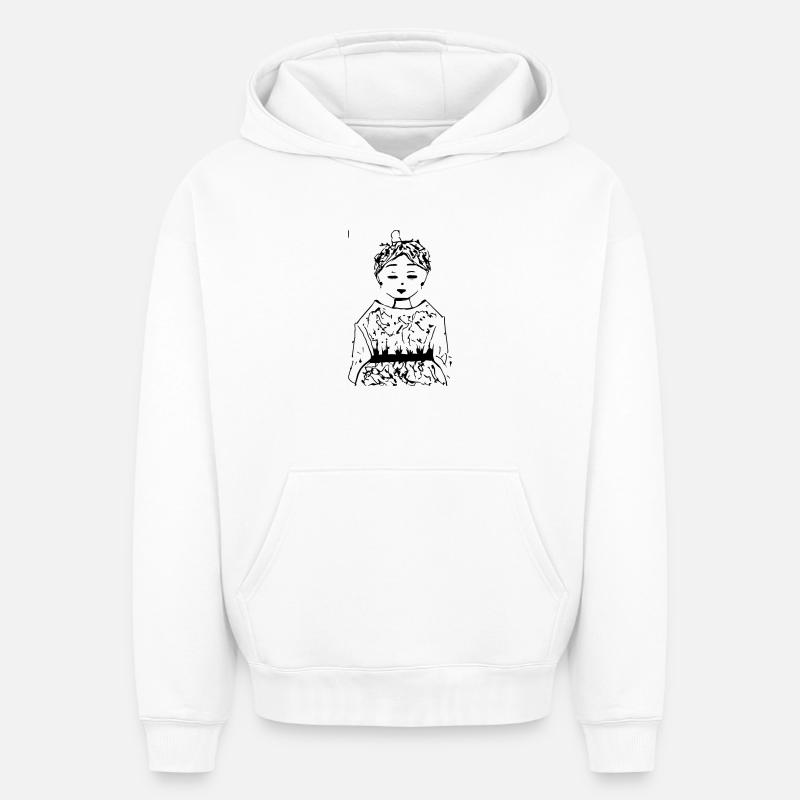 Sakura - Sweat à capuche unisexe oversize épais SPREAD - blanc