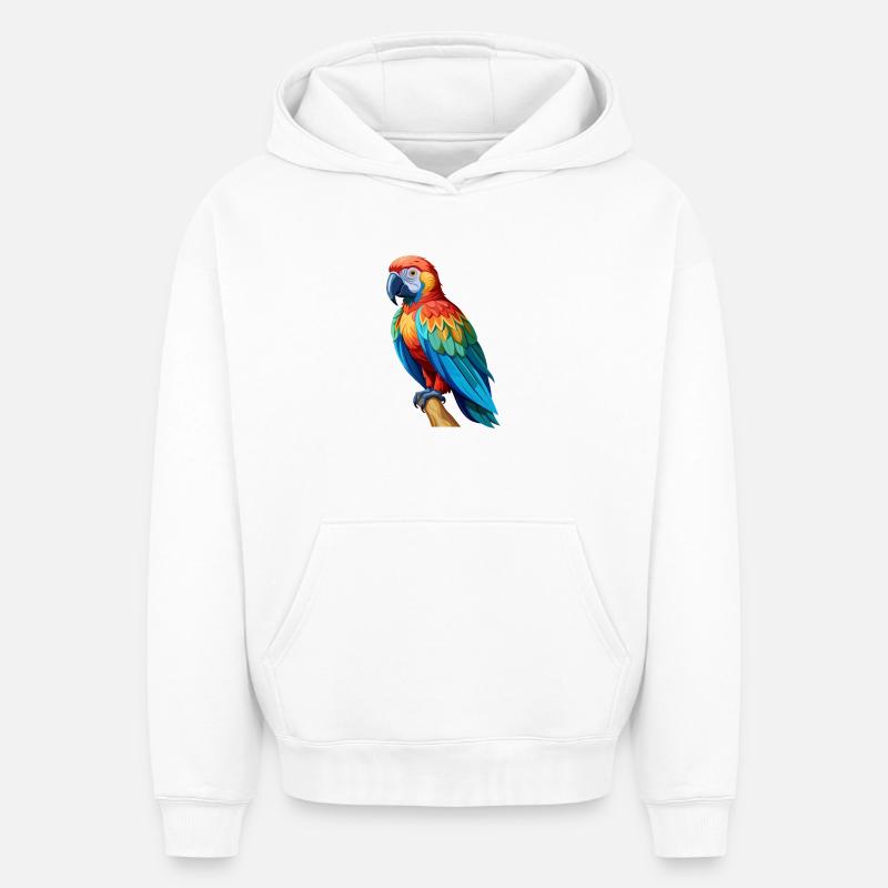 Perroquet - Sweat à capuche unisexe oversize épais SPREAD - blanc
