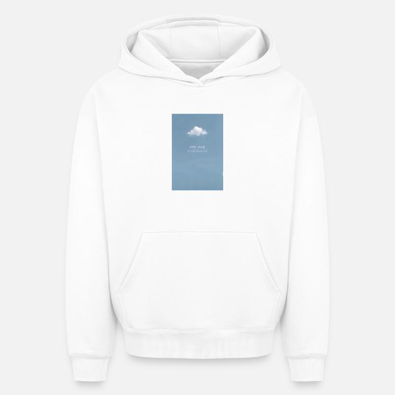 Un pas reste à avancer - Sweat à capuche unisexe oversize épais SPREAD - blanc