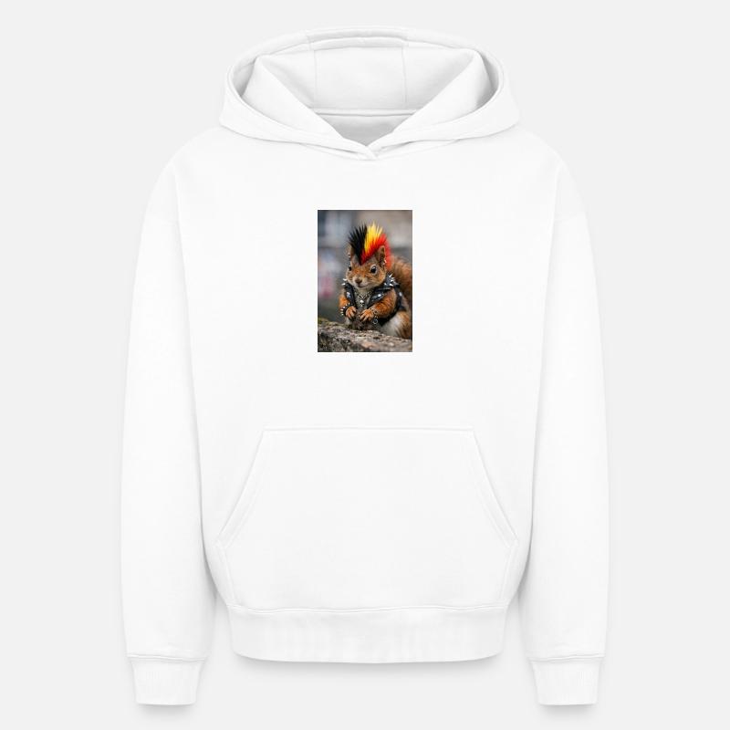 Punk Eichhörnchen mit Lederweste - Oversized Heavyweight Unisex Hoodie - Weiß