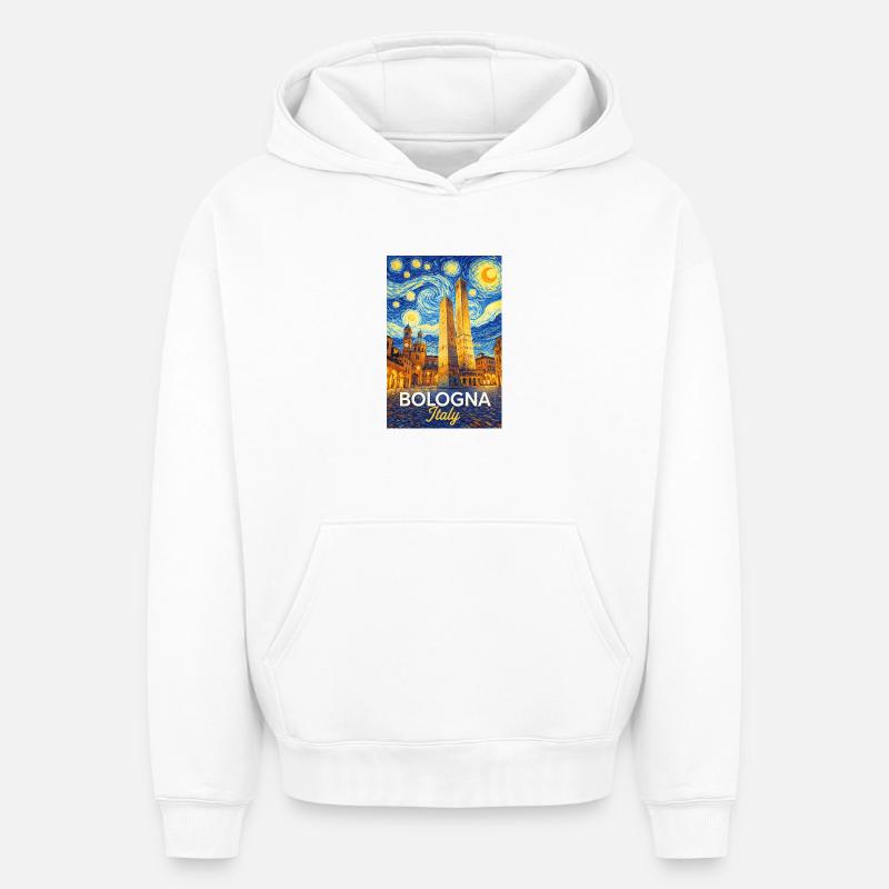 Bologne, Italie. - Sweat à capuche unisexe oversize épais SPREAD - blanc