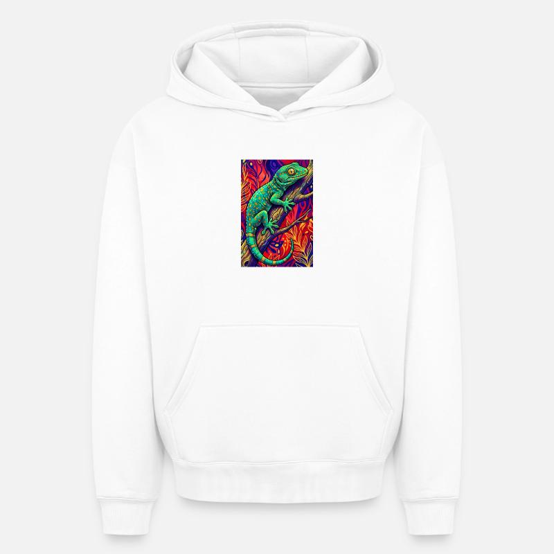 Gecko - Sweat à capuche unisexe oversize épais SPREAD - blanc