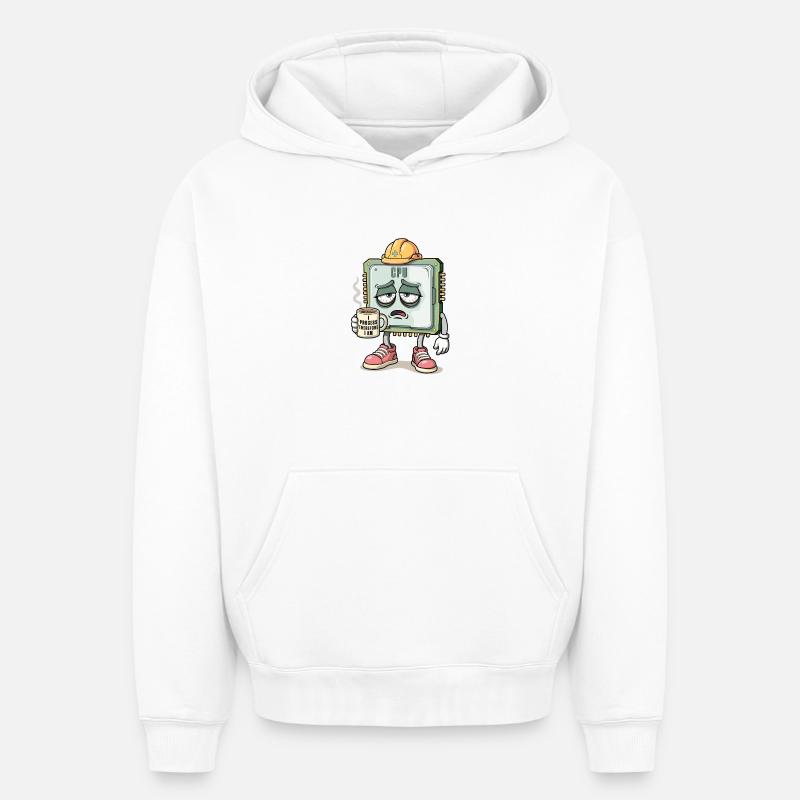 Caractère CPU - Sweat à capuche unisexe oversize épais SPREAD - blanc