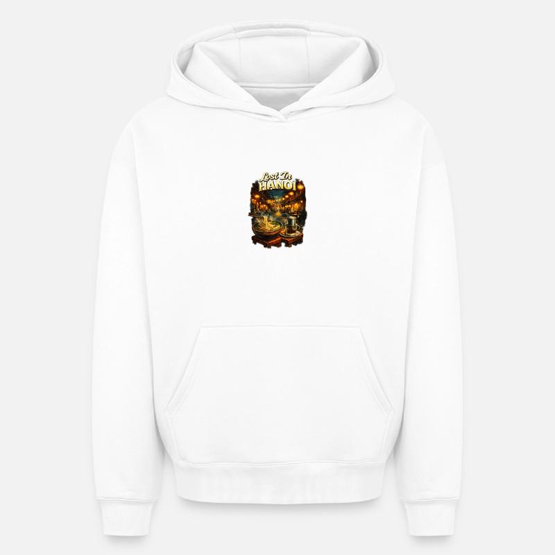 Perdu à Hanoï - Sweat à capuche unisexe oversize épais SPREAD - blanc