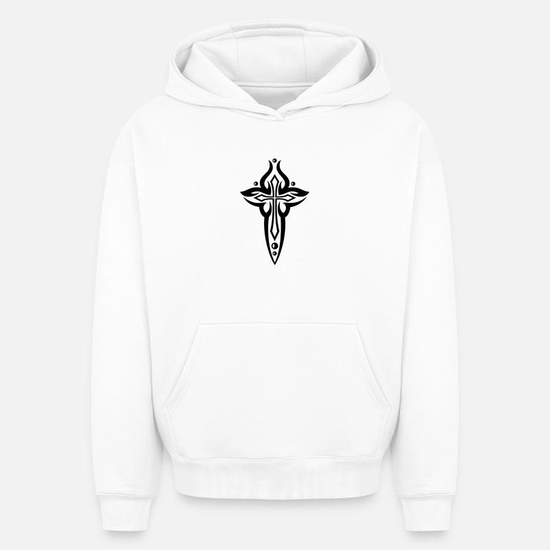 Croix, gothique, crucifix - Sweat à capuche unisexe oversize épais SPREAD - blanc