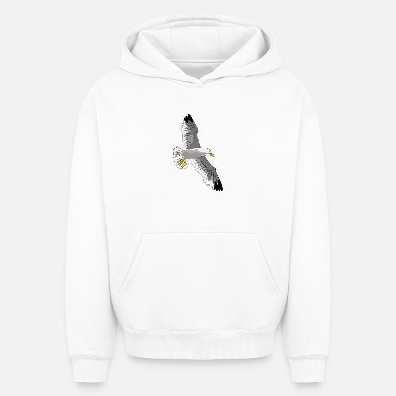 mouette - Sweat à capuche unisexe oversize épais SPREAD - blanc