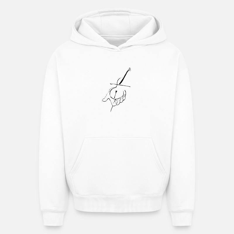 Violoncelle à la main - Sweat à capuche unisexe oversize épais SPREAD - blanc
