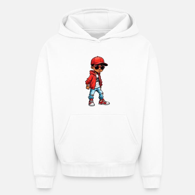 Cool Dessin Animé Adolescent - Sweat à capuche unisexe oversize épais SPREAD - blanc