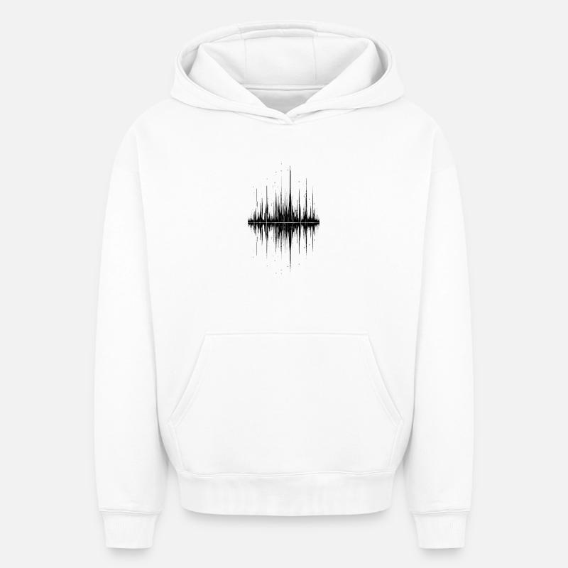Onde sonore - Sweat à capuche unisexe oversize épais SPREAD - blanc