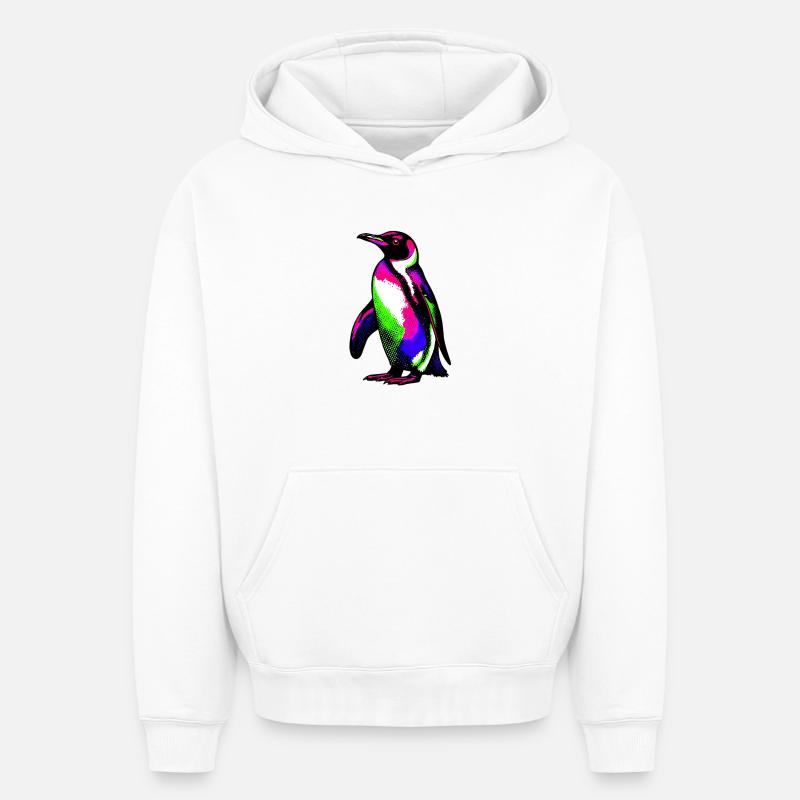 Pingouin - Sweat à capuche unisexe oversize épais SPREAD - blanc