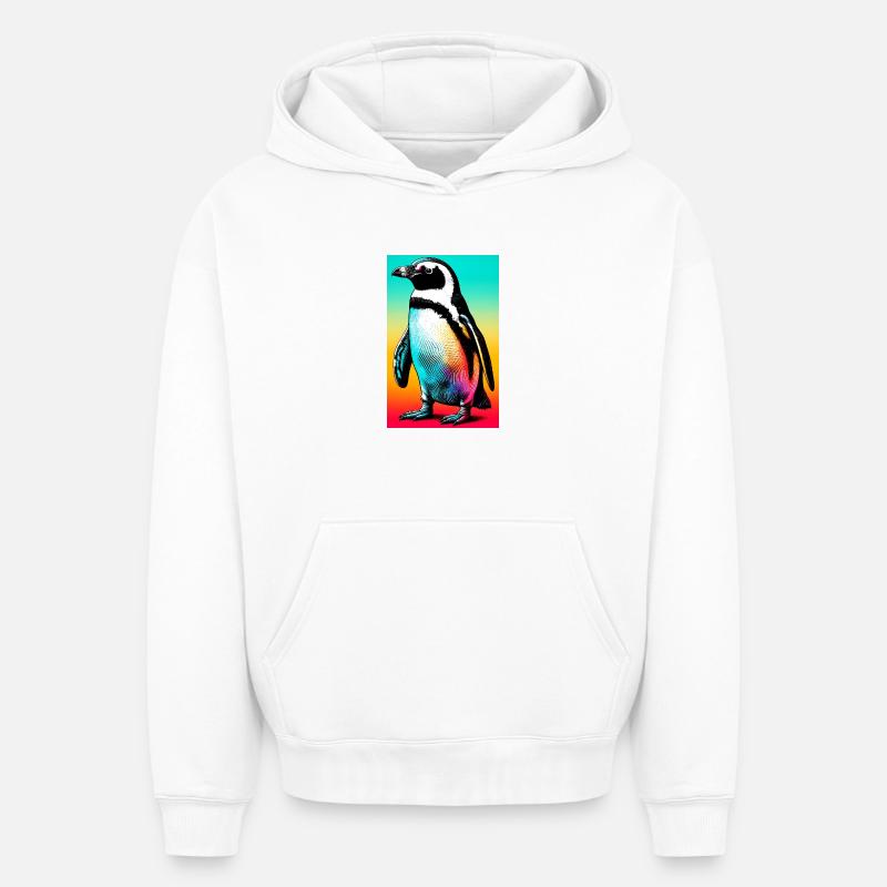 pingouin - Sweat à capuche unisexe oversize épais SPREAD - blanc