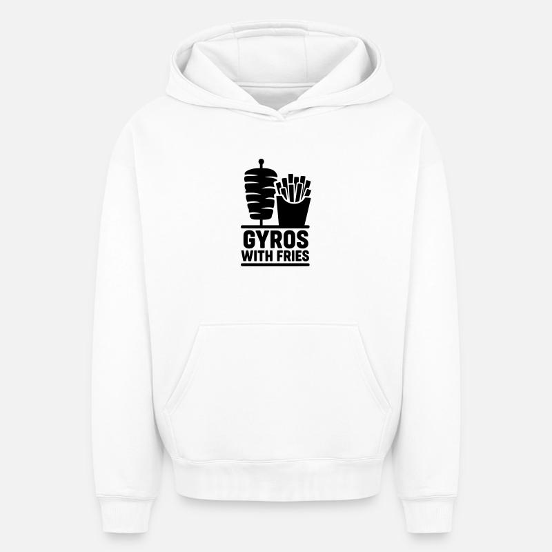 Frites gyros - Sweat à capuche unisexe oversize épais SPREAD - blanc
